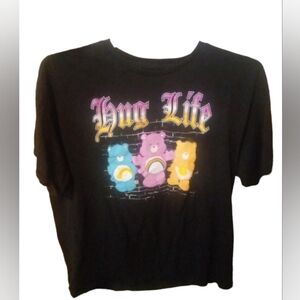 Womens Hug Life Care Bears Black T-shirt SIZE XL